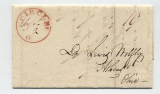 1829 Circleville Ohio Red Cds Stampless Letter [5251.  129]