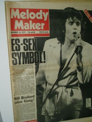 Melody Maker Pop Paper.  16th November 1974.  David Essex Front Cover