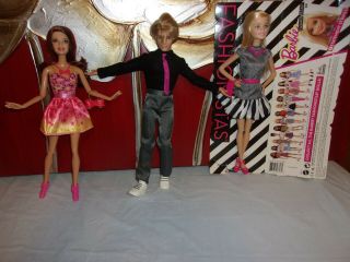 3 Fashionista Barbie & Ken Dolls Clothes/shoes/rooted Hair 2 W/articulated Limbs
