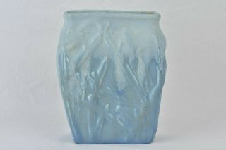 Muncie Pottery 1929 White Over Blue Katydid Vase 194 - 6 Haley Design