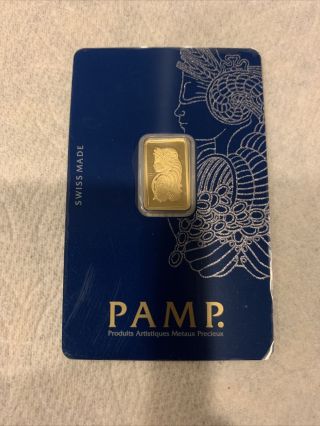 2.  5 Gram Gold Bar - Pamp Suisse - Fortuna - 999.  9 Fine In Assay