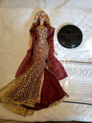 Barbie James Bond 007 Golden Lace Gown Dress Burgundy On Doll