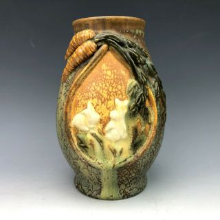 Ephraim Faience Pottery Experimental " Bunnies " Vase By Becky Hansen 2011