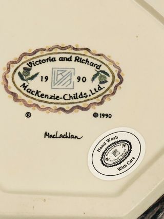 Rare Vintage Mackenzie Childs Victoria And Richard MacLachlan Plate 11 1/2” 3