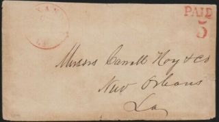Confederate States Alexandria La Red " Paid  5 " Handstamps Oct 1861 Ex Gallagher
