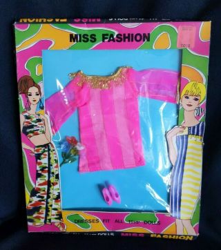 Nip Vint Barbie Maddie Peggy Mod Clone Hot Pink Mini Dress W Accs M.  O.  C