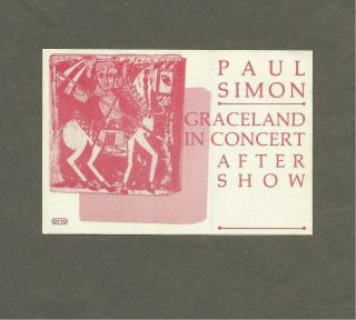 Paul Simon Backstage Pass 986 Graceland Concert After Show Otto
