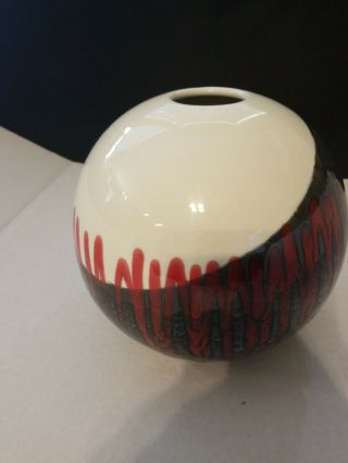 Raymor Signed Alvino Bagni Ceramic Vase Red Black White Italy Grey Mid Century