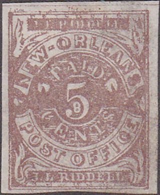 Orleans Confederate Five Cent Postmaster Provisional Stamp