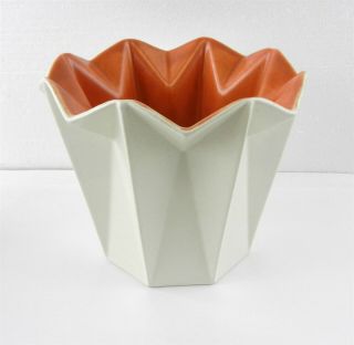 Red Wing Art Pottery 785 Star Bowl Vase Prismatique White Orange Usa Ec Dc2