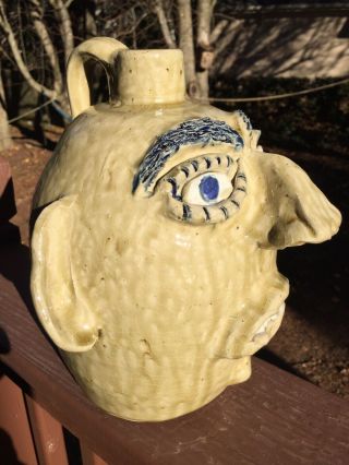 Large JERRY BROWN Face Jug Southern Folk Art Pottery HAMILTON ALABAMA 2