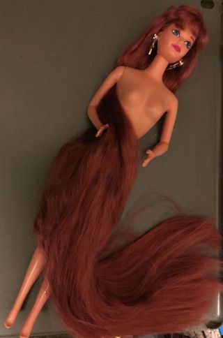 1995 Barbie Jewel Hair Mermaid Midge Doll With Extra Long Gorgeous Red Hair