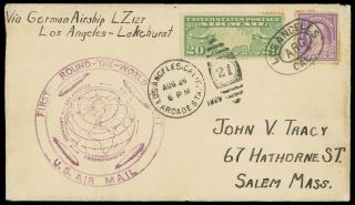 1929 Lz 127 Los Angeles Ca Zeppelin Airmail Flight To Germany 517,  C9