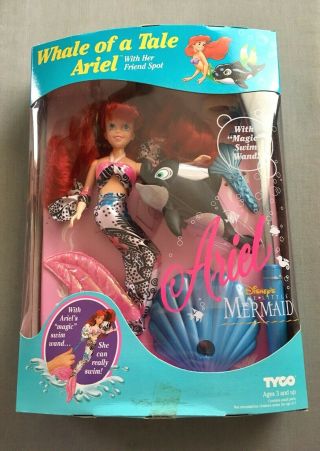Vintage 1992 Disney The Little Mermaid Tyco Whale Of A Tale Ariel Doll Mib 1