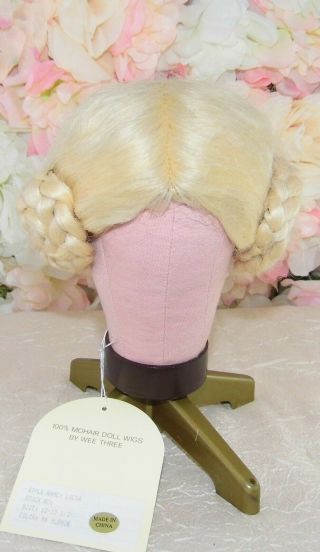VINTAGE stock MOHAIR doll WIG size 12 - 13 LUCIA Wee Three BLONDE 2