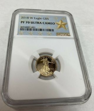 2018 W Ngc Pf 70 Ultra Cameo 1/10 Oz Gold American Eagle