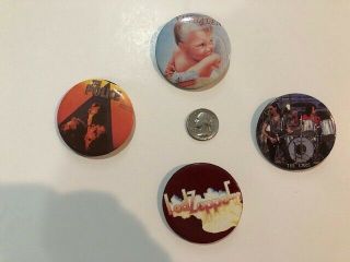 4 Vintage Pins/badge.  Led Zeppelin,  Van Halen,  The Cars,  The Police Size 21/4