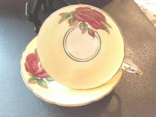 Lovely Paragon Cabbage Rose Red And Yellow Tea Cup & Saucer Signed R.  Johnson?