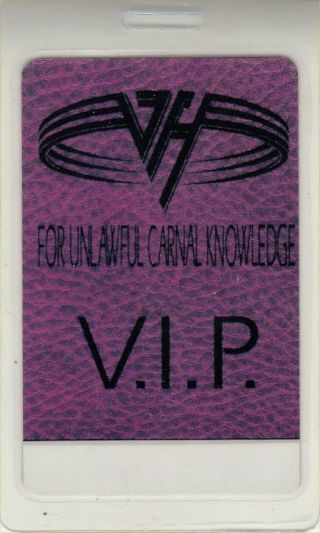 Van Halen 1991 " For Unlawful Carnal Knowledge " Us Tour V.  I.  P Backstage Pass