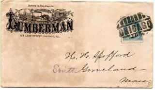 Lumber - Timber - Wood Ad Cover W Fancy Cancel & 1882 Content Chicago Illinois