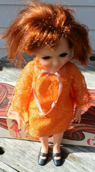 1969 Ideal Growing Hair Crissy Doll Orange Dress & Shoes Grows And Grows