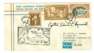 Capt.  Musick Signed 1935 Pan Am Fam - 14 - 6 Flight Cover China Clipper Manila,  Pi.