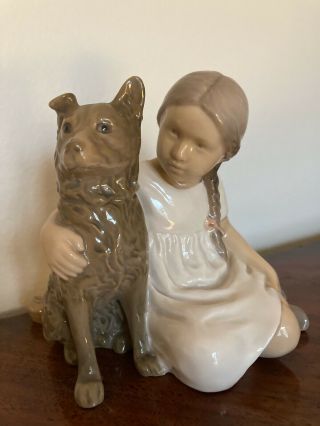 Bing And Grondahl B&g Girl With Dog Figurine 1973