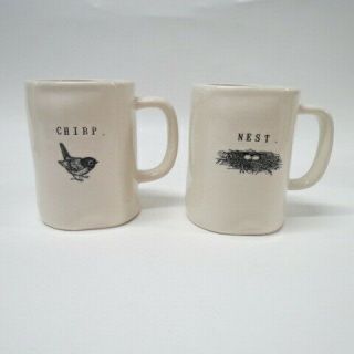 Rae Dunn Set Of 2 Coffee Cups Tea Mugs Rare Chirp,  Nest Set