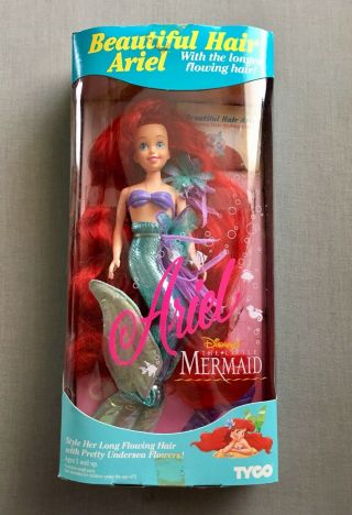 Vintage 1992 Disney The Little Mermaid Tyco Hair Ariel Doll Mib 2