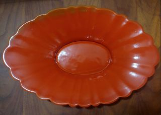 Early Catalina Island Fluted Large California Toyon Red Oval Bowl 14.  5 " X 9.  5 "