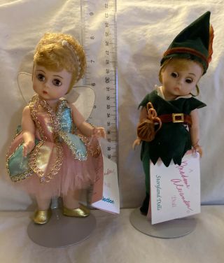 Madame Alexander Dolls Peter Pan & Tinkerbell With Stands