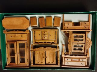 Miniature Wooden Dollhouse Furniture Set,  Made In Italy,  Ginocchio