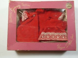 Vintage Vogue Ginny 1957 7183 Red Velvet Coat & Hat White Lace,  Box