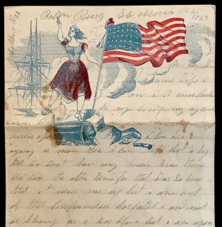 Civil War Patriotic Letter From Baton Rouge La 1863