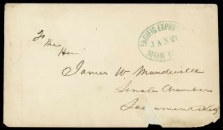 " Pacific Express,  Mok Hill,  Jan 21 " Blue Oval On Cover To Sacramento City Ca