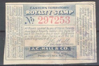 Us License & Royalty Patent Stamps J.  C.  Hall 4 Revenue Fiscal