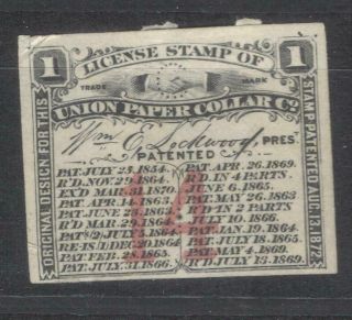 Us License & Royalty Patent Stamps Union Paper Collar Company Revenue Fiscal