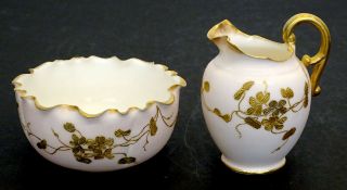 Lenox Ceramic Art American Belleek Porcelain Art Nouveau Creamer Sugar 1889 - 1896