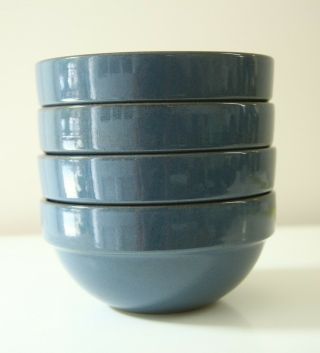 Edith Heath Ceramics French Blue Bowls Small Set 4 Stacking Cereal Rim Line 322