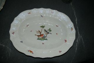 Herend Rothschild Bird Pattern 16 " Inch Oval Serving Platter