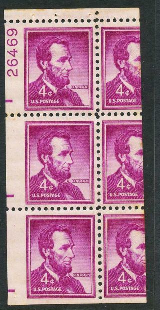 U.  S.  Booklet Pane Scott 1036b Miscut,  Showing Complete Plate,  Ognh $3.  99
