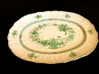 Herend Porcelain Handpainted Indian Basket Green Turkey Platter 1102/fv