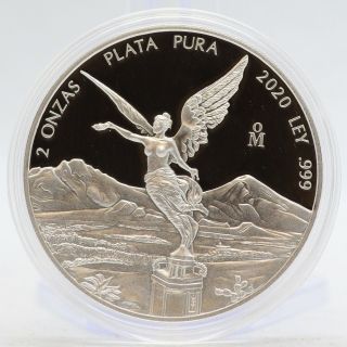 2020 Mexico 2 Oz Libertad Silver Proof Coin Ley 999 Moneda Plata - Jj569