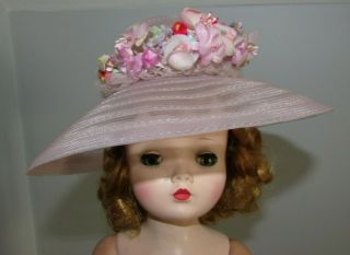 Vintage Pink Floral Sun Hat Fits Madame Alexander Cissy Doll