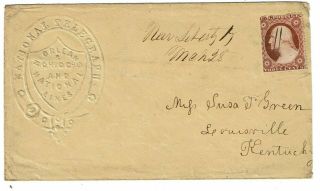 1855 Liberty,  Ky Manuscript Cancel On National Telegraph Envelope,  3c