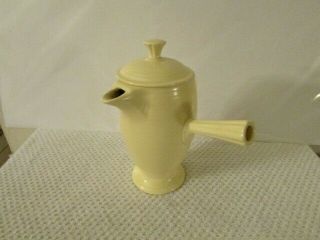 Vintage Homer Laughlin Fiesta Ivory Mini Stick Handled Demi Coffee Pot W/ Lid