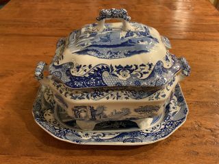 Spode Blue Italian Large Soup Tureen And Underplate
