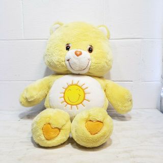 2002 Care Bear Large Plush Yellow Funshine Bear 24” Tall