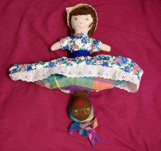 Drexco Caribbean Cloth Topsy Turvy Black/white Folk Art Doll Two Heads