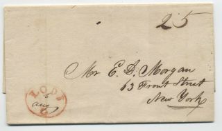 1839 Lodi Ohio Red Oval Stampless Folded Letter To Nyc [5251.  176]